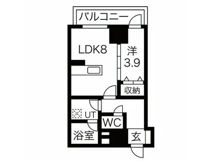 クリスタルガーデン栄町(1LDK/9階)の間取り写真