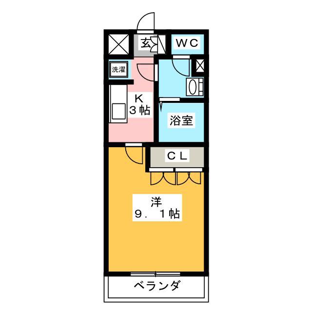 グリーンヒルズ(1K/2階)の間取り写真