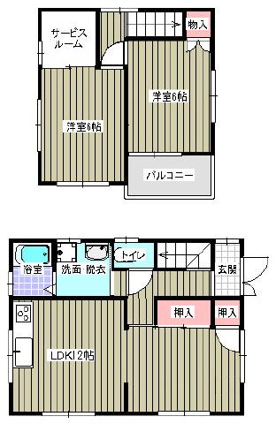 洲崎ハイツ(2SLDK/1階)の間取り写真