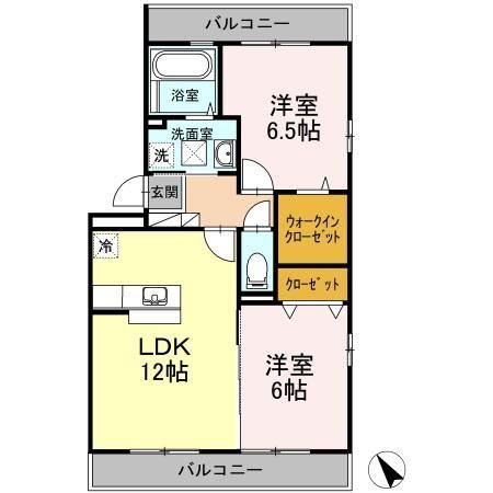 メゾン ドゥ ラ ペ(2LDK/3階)の間取り写真