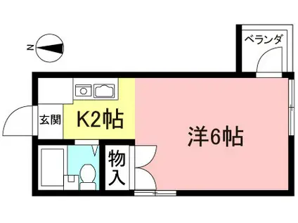 グロワールII(1K/2階)の間取り写真