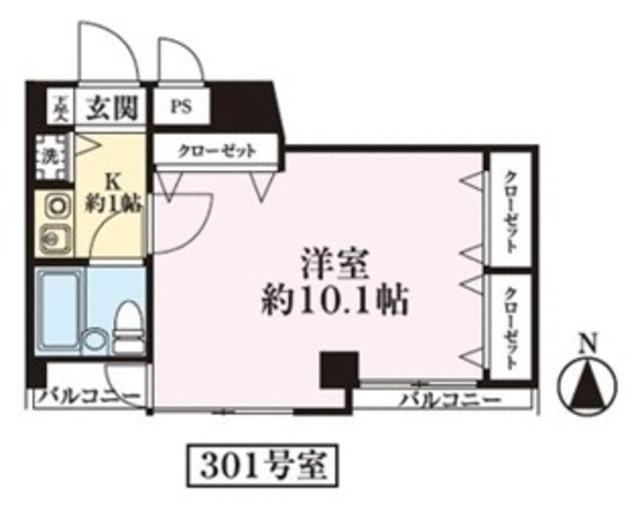 パーソナルマンション中央(1K/3階)の間取り写真