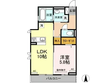 グランドゥール(1LDK/3階)の間取り写真