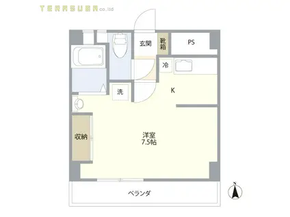 エクセル賀来北(1K/3階)の間取り写真