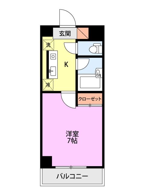 ワンノール堀之内(1K/1階)の間取り写真