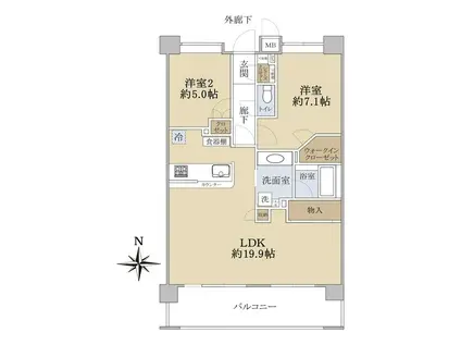 コンファーレ常盤平フロラシオ(2LDK/3階)の間取り写真