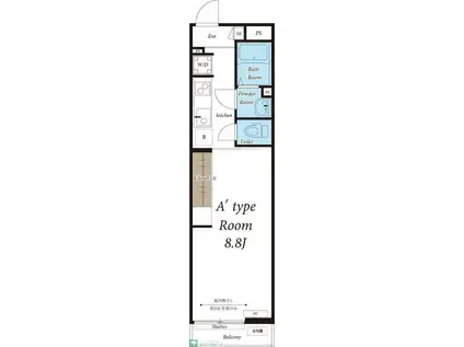 リブリ・ブリリアント(1K/2階)の間取り写真