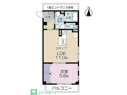 グレイスコート寿宝(1LDK/2階)の間取り写真