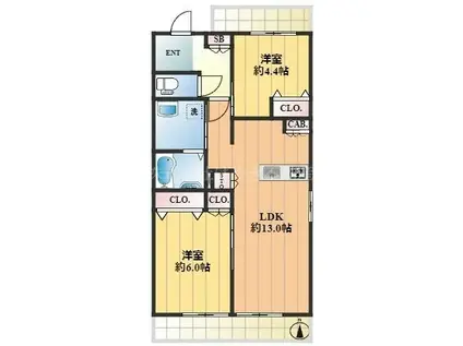 LENSOLEILLE(2LDK/2階)の間取り写真