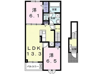 ペニー・レイン(2LDK/2階)の間取り写真