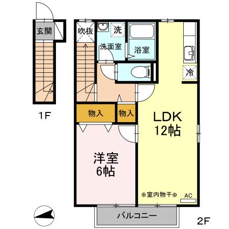 フルール(1LDK/2階)の間取り写真