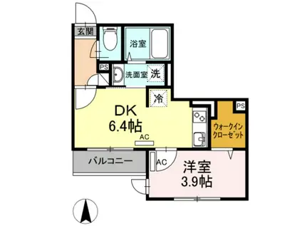 フラット・プラム(1DK/3階)の間取り写真