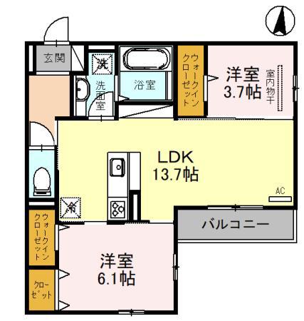 D-RESIDENCE千里丘(2LDK/2階)の間取り写真