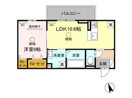 ル・シエル・ブルー(1LDK/3階)の間取り写真