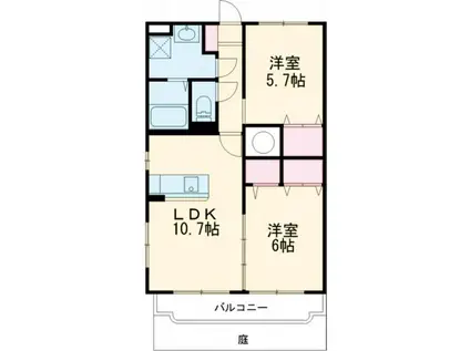 ユーミー ソルフレイア(2LDK/1階)の間取り写真