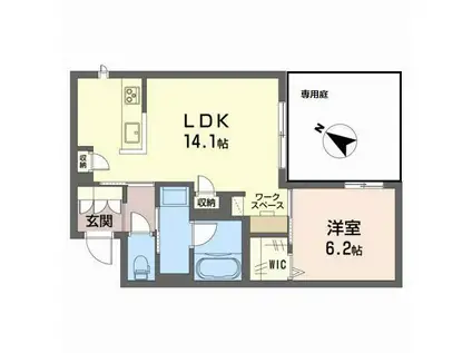 カトル レーヴ(1LDK/1階)の間取り写真