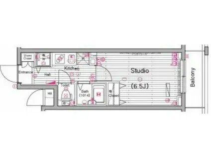 グランドガーラ横濱山下町(1K/2階)の間取り写真