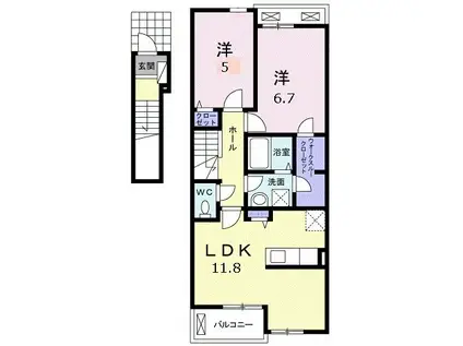 テール リッシュIII(2LDK/2階)の間取り写真