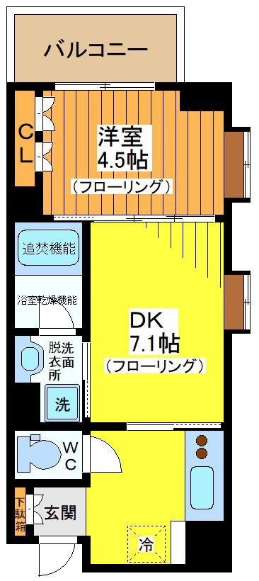 レジディア池尻大橋(1DK/13階)の間取り写真