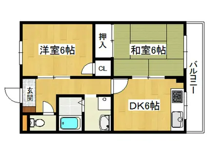 ステラカーサI(2DK/1階)の間取り写真