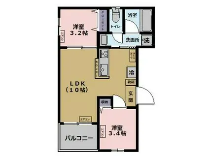 LINO35(2LDK/3階)の間取り写真
