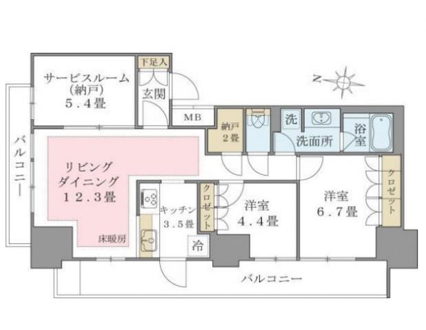 BRILLIA IST 東雲キャナルコート(2SLDK/9階)の間取り写真