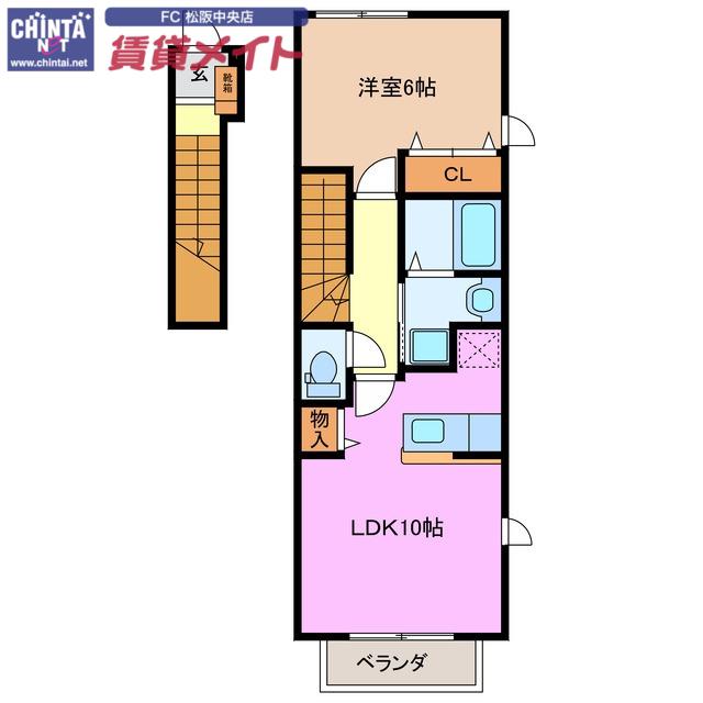 パラッツォ(1LDK/2階)の間取り写真