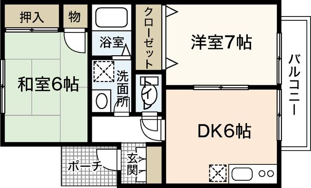 ドルチェ川内(2DK/2階)の間取り写真