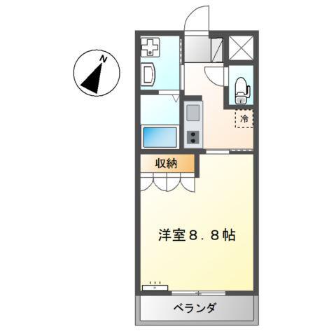 ブランシェコート(1K/2階)の間取り写真