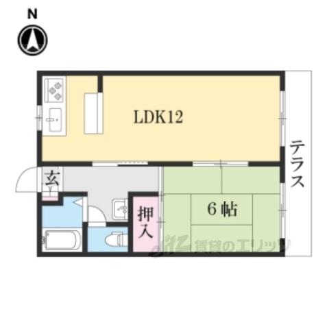 ファミール西大寺(1LDK/2階)の間取り写真