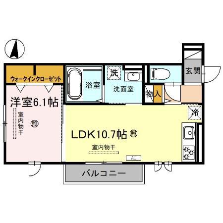 カルム アビタシオン北出島(1LDK/2階)の間取り写真