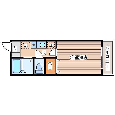 メルヴェイユみやぎ野(1K/1階)の間取り写真