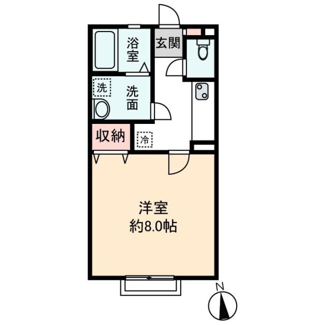 ローズコート(1K/1階)の間取り写真