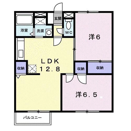 グレープガーデンC(2LDK/1階)の間取り写真