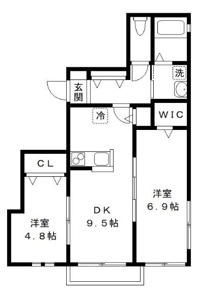 アルヴィータ弐番館(2DK/2階)の間取り写真