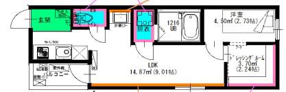 LIBERTE伝馬(1LDK/3階)の間取り写真