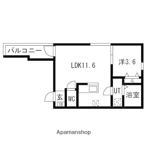 緑と風のクーレ(1LDK/3階)の間取り写真