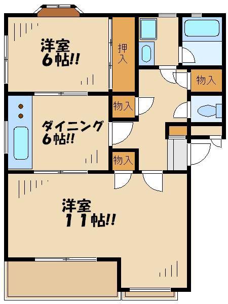 ウッドビュー上北沢(2DK/1階)の間取り写真