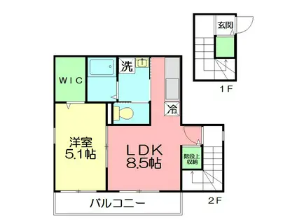 サンフローラ(1LDK/2階)の間取り写真