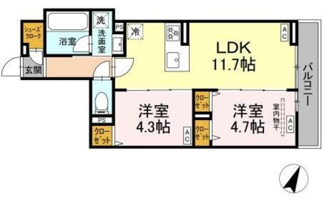 セレスティア上鷺宮II(2LDK/2階)の間取り写真