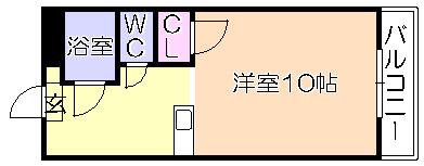 コスモハイツII(1K/2階)の間取り写真