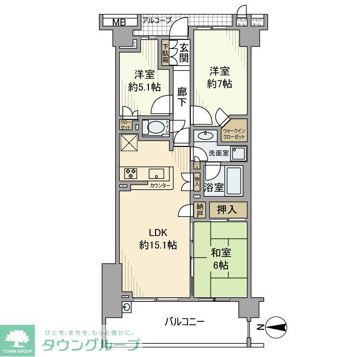 プラウドシティ府中(3LDK/4階)の間取り写真