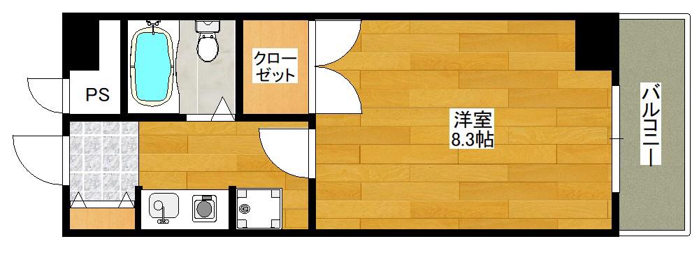 グランコート江坂(1K/2階)の間取り写真