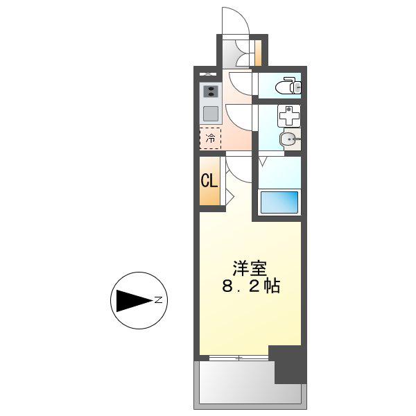 S-RESIDENCE池下西(1K/9階)の間取り写真