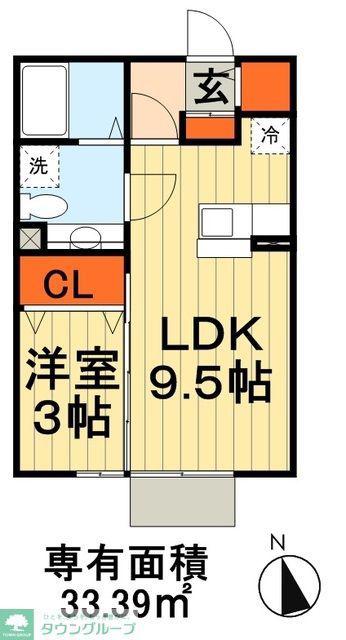 ノーベルパーク15(1LDK/2階)の間取り写真