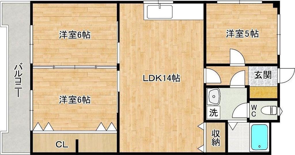第10岡部ビル(3LDK/3階)の間取り写真