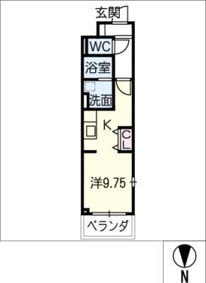 WINS CALM(ワンルーム/1階)の間取り写真