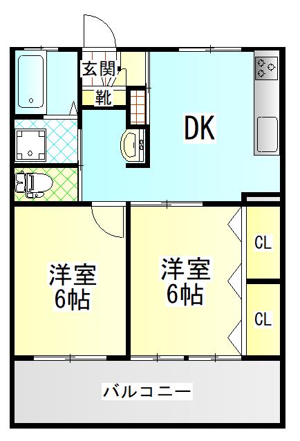 大西マンション(2DK/3階)の間取り写真