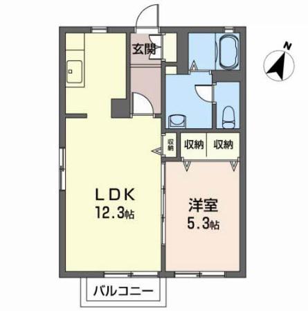 メゾネットやまと(1LDK/2階)の間取り写真
