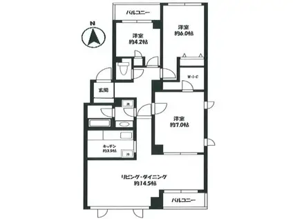 PS AZABU イースト(3LDK/5階)の間取り写真